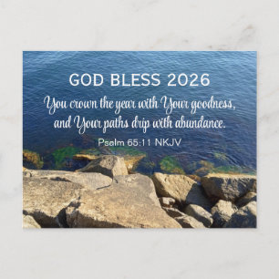 Blue Ocean Foto Frohes Neues Jahr 2026 Christlich Feiertagspostkarte
