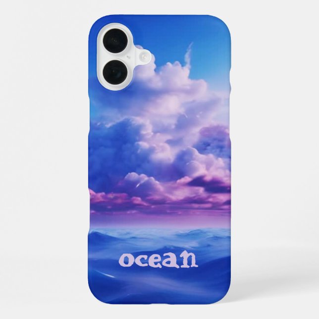 Blue Ocean Mit Monogramm Case - Mate iPhone 16 Plus Hülle (Rückseite)