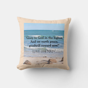 Blue Ocean mit Weihnachts Verse Faith Message Thro Kissen