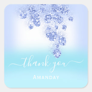 Blue Ocean Ombré Pastel Glitzer BABY SHOWRAL Quadratischer Aufkleber