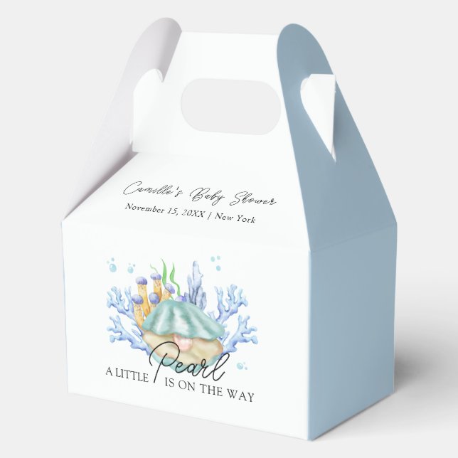 Blue Ocean Pearl Under Sea Baby Shower Geschenkschachtel (Vorderseite)