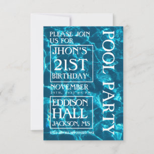 Blue Ocean Pool Party Invitation d'anniversaire 