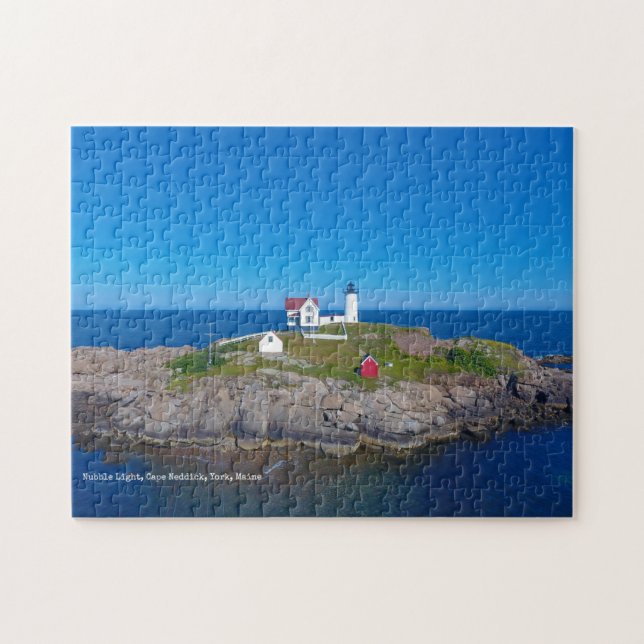 Blue Ocean Retro Travel Nubble Lighthouse (Horizontal)