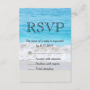 Blue Ocean Sand Wave Wedding RSVP Karte