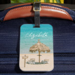 Blue Ocean Sandy Beach Foto Individuelle Name Gepäckanhänger<br><div class="desc">Personalisieren Sie dieses Gepäckstück zum Thema Strand für Ihre nächste Reise. Entworfen für Sie von BlackBerry Boulevard.</div>