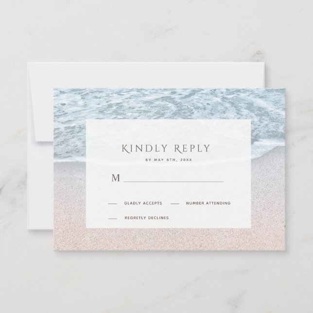 Blue Ocean & Sandy Beach Wedding RSVP (Devant)