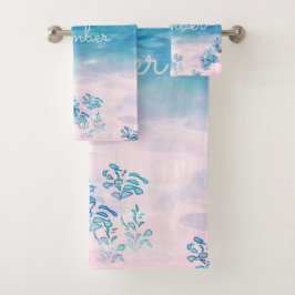 Blue Ocean Sea Beach Personalisiert Badhandtuch Set