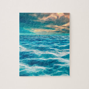 Blue Ocean Seascape Cloudy Sky Digital Malerei