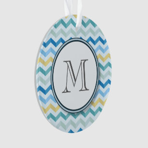 Blue Ocean Shore Chevron Stripes avec Monogramme r