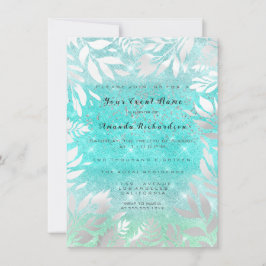 Blue Ocean Sky Glitzer Ombre Floral Frame Einladung