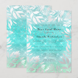 Blue Ocean Sky Glitzer Ombre Floral Frame Einladung