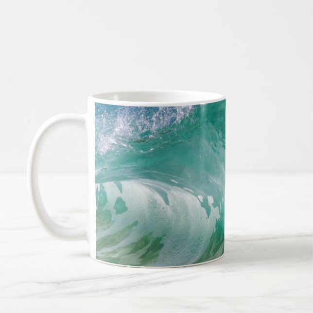 Blue Ocean Summer Beach Waves Kaffeetasse (Links)