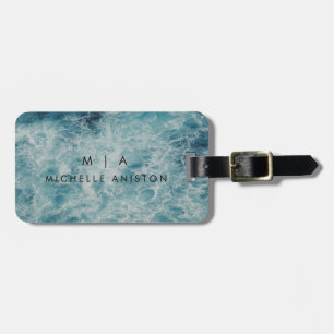 Blue Ocean Summer Beach Waves Monogram Custom Gepäckanhänger