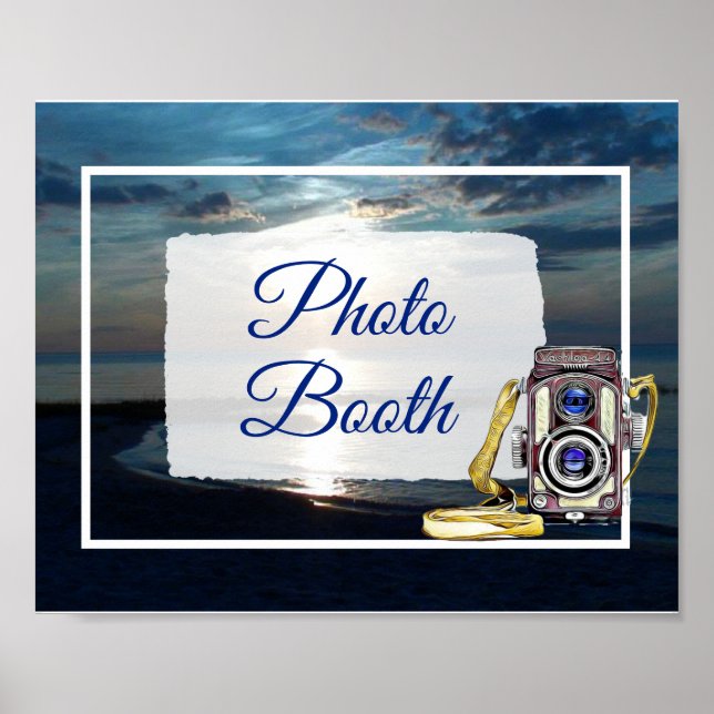 Blue Ocean Sunsetl Foto Stand Wedding Sign Poster (Vorne)
