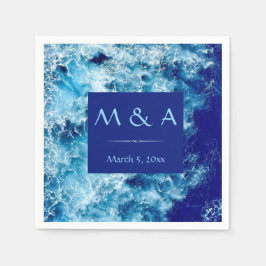 Blue Ocean Water Wedding Cocktail Napkin Serviette