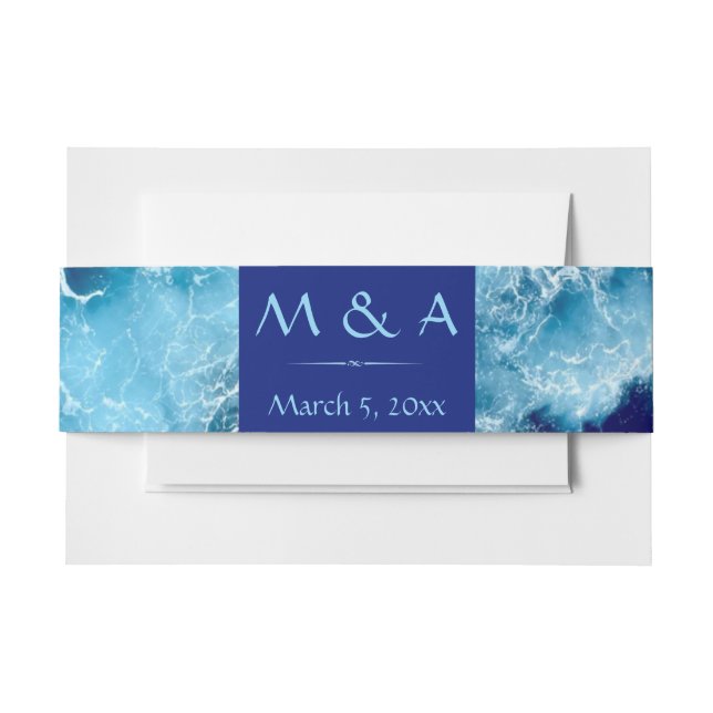 Blue Ocean Water Wedding Einladung Bly Band (Vorderseite Beispiel)