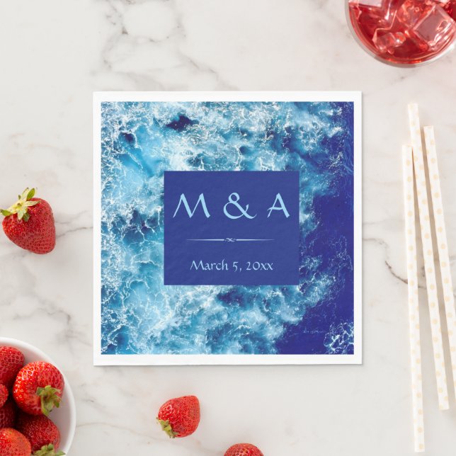 Blue Ocean Water Wedding Luncheon Napkin Serviette (Beispiel)