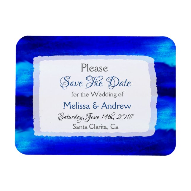 Blue Ocean Water Wedding Save the Date Magnet (Horizontal)
