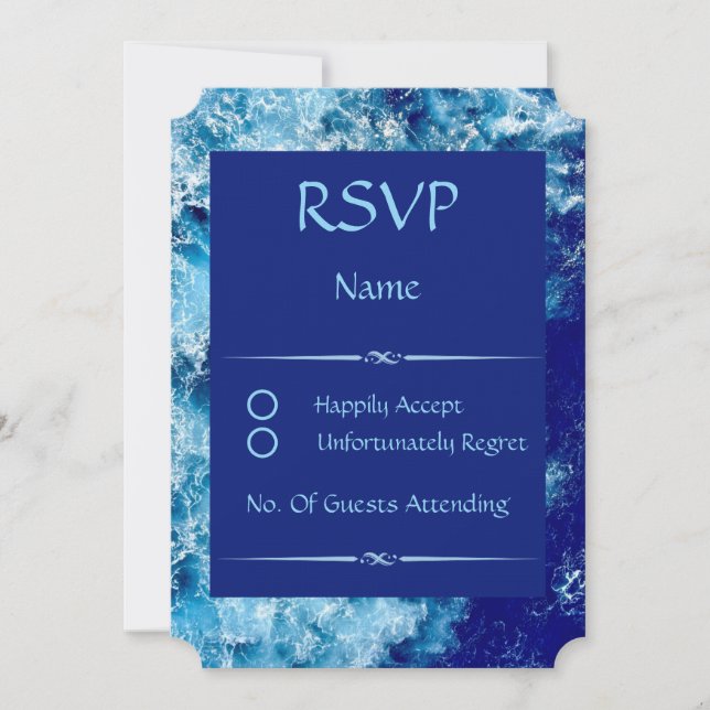 Blue Ocean Water Wedding Ticket RSVP Card (Vorderseite)
