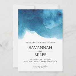 Blue Ocean Watercolor Moderne Hochzeitseinladung Einladung