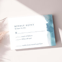 Blue Ocean Watercolor Wedding RSVP Card