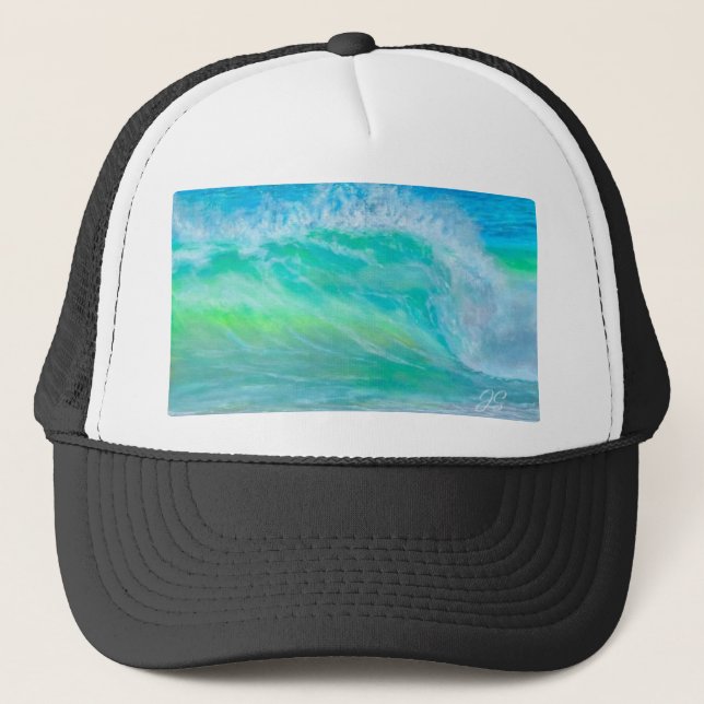 Blue Ocean Wave Surf Trucker Hat Truckerkappe (Vorderseite)