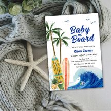 Blue Ocean Wave Surfboard Baby Dusche