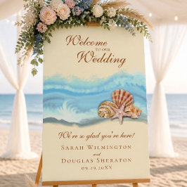 Blue Ocean Wave Welcome Wedding Poster 24"x36"