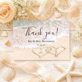 Blue Ocean Waves Beach Hochzeit Danke Karte
