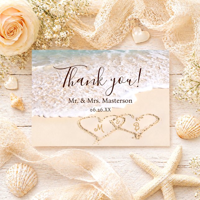 Blue Ocean Waves Beach Hochzeit Danke Karte (Von Creator hochgeladen)