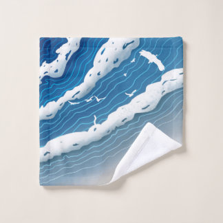 Blue Ocean Waves Canvas Art  Badhandtuch Set