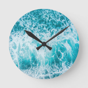 Blue Ocean Waves Explore Runde Wanduhr