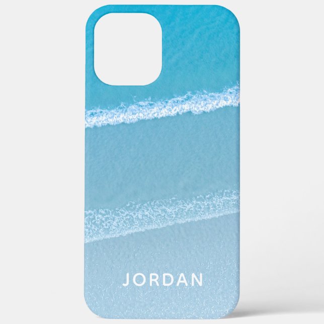 Blue Ocean Waves Mit Monogramm Case-Mate iPhone Ca Hülle (Rückseite)