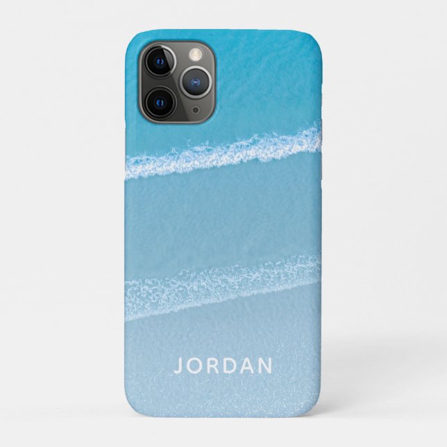 Blue Ocean Waves Mit Monogramm Case-Mate iPhone Ca Hülle (Rückseite)