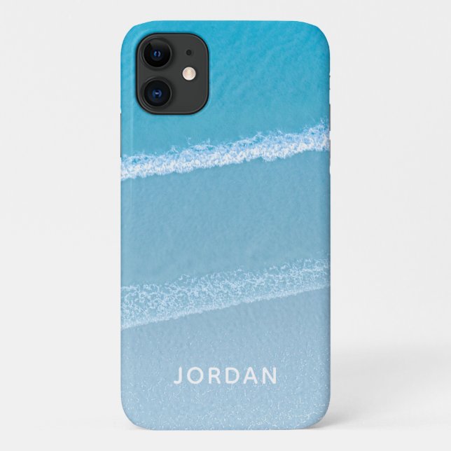 Blue Ocean Waves Mit Monogramm Case-Mate iPhone Ca Hülle (Rückseite)