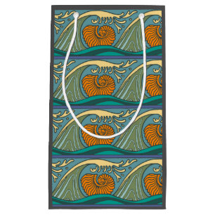 Blue Ocean Waves Nautilus Seashell Muster Nouveau Kleine Geschenktüte