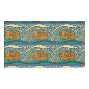 Blue Ocean Waves Nautilus Seashell Muster Nouveau Namenschild