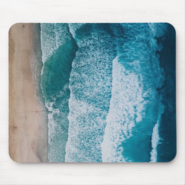 Blue Ocean Waves Sandstrand Mousepad (Vorne)