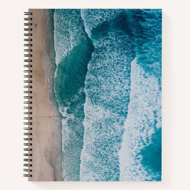 Blue Ocean Waves Sandstrand Notizbuch (Vorderseite)