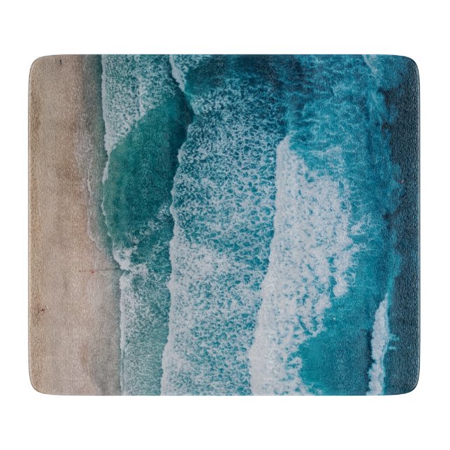 Blue Ocean Waves Sandstrand Schneidebrett (Vorderseite)