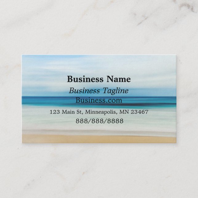 Blue Ocean Waves und Sandy Shore Simple Business Visitenkarte (Vorderseite)