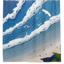 Blue Ocean Waves Wall Art 🌊 Minimal Coastal Sky P