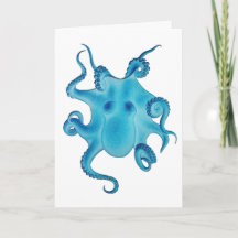 Blue Octopus Friend Birthday Card Kraken Sea Ocean