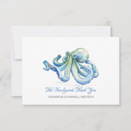 Blue Octopus Wedding Dankeschön Card