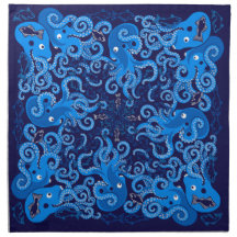 Blue Octpous Tuch Napkins