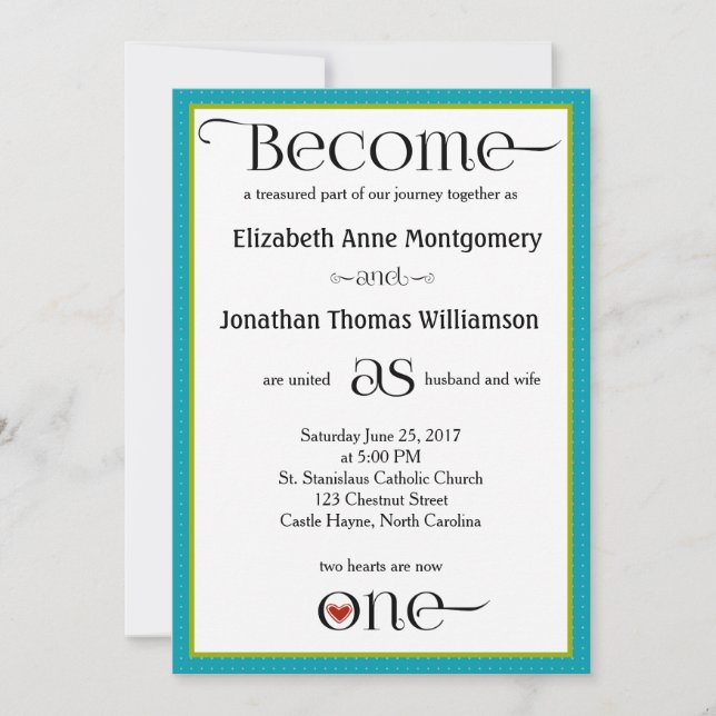 Blue Ogee Christian Faire-part de mariage (Devant)