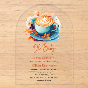Blue Oh Baby A Baby Brechen Coffee Baby Dusche Acryleinladungen