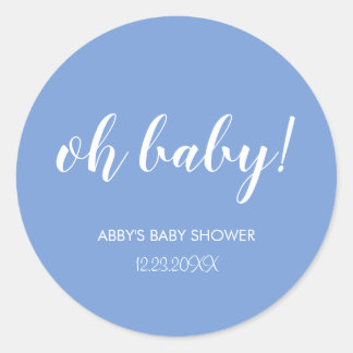 Blue Oh Baby Dusche Runder Aufkleber