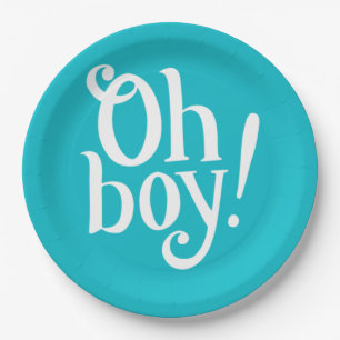 Blue Oh Boy! Babyparty Pappteller