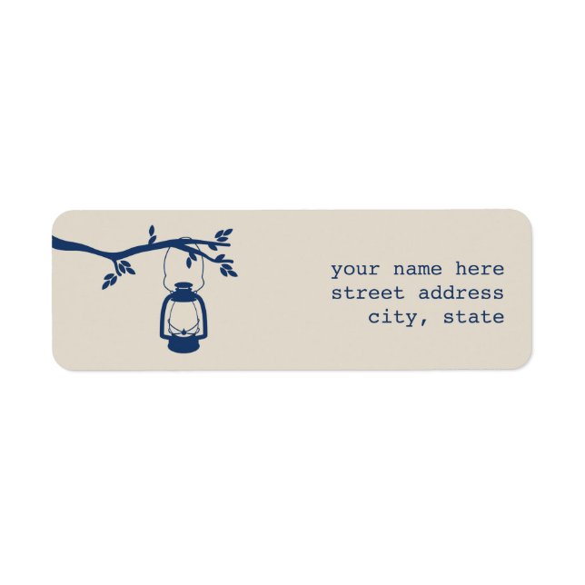 Blue Oil Lantern Camping Address Label (Vorne)
